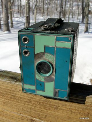 Kodak No.  2 Beau Brownie - Blue/ Green Art - Deco Camera - Walter Dorwin Teague