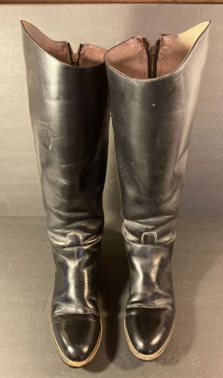 Vtg Bond Effingham L100 Wom 10c Tall Blk Leather Rear Zip English Riding Boots