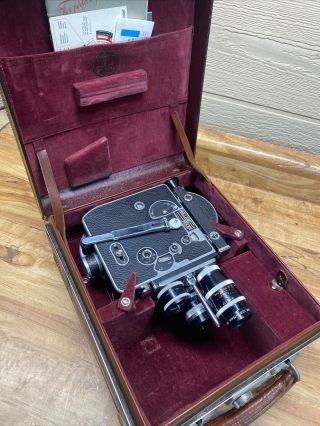 Vintage Paillard Bolex Standard H - 8 Movie Camera With 3 Lenses And Case