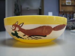 Vintage F & F Mold And Die Plastic Cereal Bowl Post Sugar Crisp Yellow Willy Fox