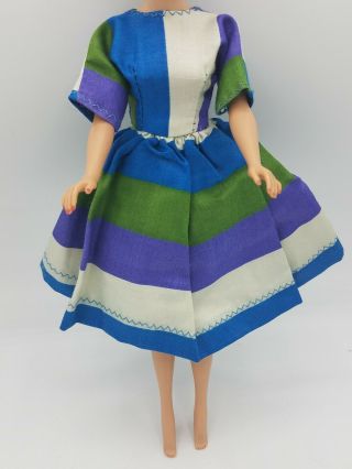Vintage Barbie Doll Fashion Doll Clone Dress Made In The 60s Striped Ooak