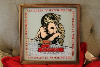 1984 Van Halen Is Watching You.  Vintage 13 X 13 Carnival Glass Picture