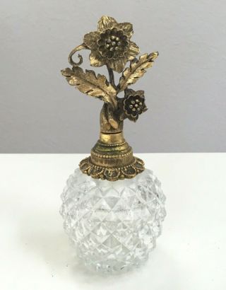Vintage Matson Gold Ormolu Filigree Perfume Bottle With Glass Dauber