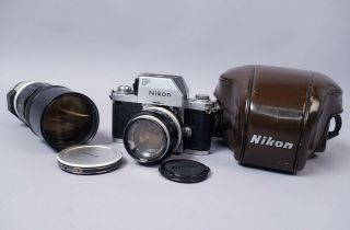 Vintage 1969 Nikon F Photomic Ftn Slr Camera & Extra Nikkor - H Telephoto Lens