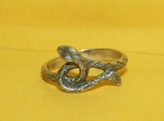 Vintage Fred Harvey Era Native Navajo Sterling Silver " Snake " Ring Size 5 Signed