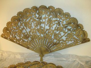 Pair - Vintage Burwood Fan 4402 Wall Hanging Decor Hollywood Regency Mcm Gold
