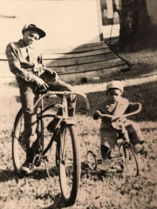 Vintage African American Photo Of Two Young Boys On A Bike