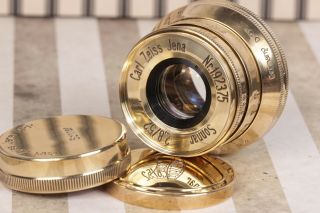 Sonnar Carl Zeiss Jena 2.  8/ 52mm M39 Germany Lens For Leica Golden Color