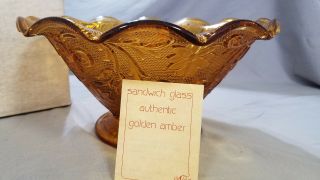 Vtg Tiara Exclusives Sandwich Pattern Amber 10 In.  Footed Console Bowl (1970s)