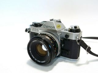 Vgc Canon Ae - 1 Program 35mm Film Camera W/ 50mm 1:1.  8 Fd Lens & Strap