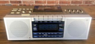 Vintage Ge Alarm Clock Radio Am/fm Cassette Recorder Digital Model 7 - 4965a