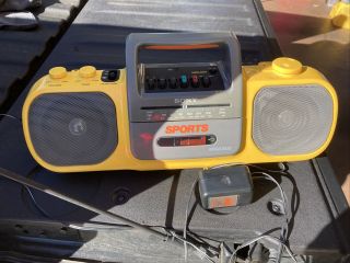 Vintage Sony Sports Yellow Mega Bass Cfs - 904 Boombox Beach Radio/cassette