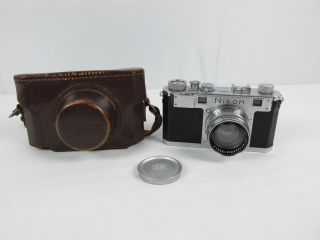 Vintage Nikon S 35mm Rangefinder Camera W/ Carl Zeiss Jena Sonnar 1:1.  5 5cm Lens