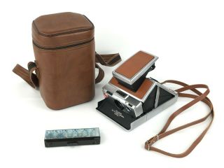 Vintage Polaroid Sx - 70 Alpha 1 Land Camera Sx 70 W/case,  Strap,  Flash