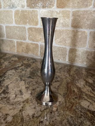 Vintage - Silver - Weighted - 8.  5 " Bud Vase - Base Is Removable