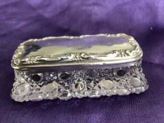 W J Myatt Edwardian Sterling Silver & Cut Crystal Vanity Jar Box - No Mono