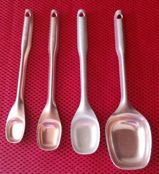 Vintage Aluminum Copper Colored Long Handled Measuring Spoons Set Of 4