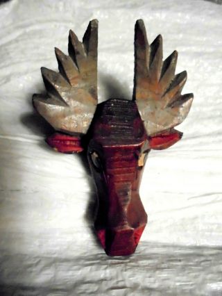Vintage Loyal Order Of Moose Handmade Carved & Painted Western Bolo Tie Slide