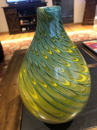 Vintage Art Studio Glass Vase 9” Tall￼
