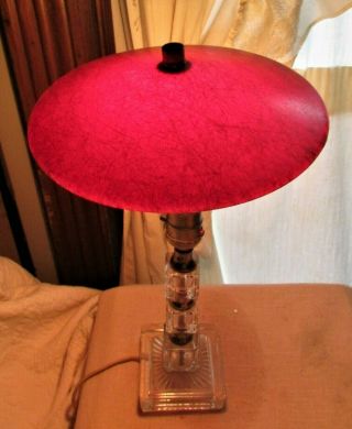 Vtg Mid Century Danish Modern Mod Red Fiberglass Hard Plastic Clip On Lamp Shade