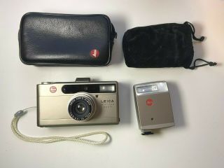 Leica Minilux Zoom With 35 - 70 Vario Elmar With Leica Cf Flash,  Cases