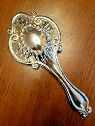 Vintage International Silver Co Silver Plated Hand Held Mirror Art Nouveau 9.  5 "