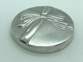 Vintage Tiffany & Co.  Bow Silver Plate Compact Hand Purse Makeup Mirror