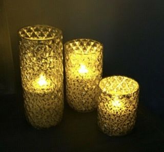 Qvc Vintage Set Of 3 Illuminated Faceted Glass Candles By Valerie Parr Hill