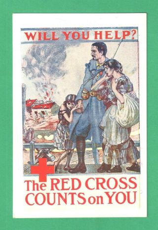 Vintage Advertising Red Cross Poster - Style Postcard Soldier Warm Victims