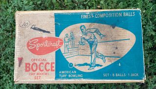 Vintage Sportcraft Bocce Ball Set W/original Box Made In Italy Cond