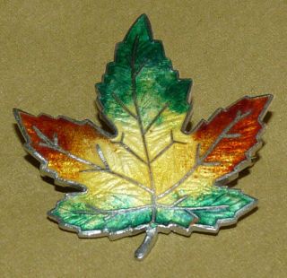 Vintage Sterling Colorful Enamel Autumn Maple Leaf Brooch/pin Bb52