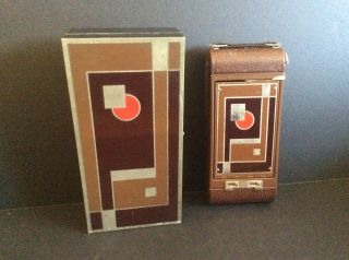 Walter Dorwin Teague 1a Gift Kodak Art Deco Camera In Case