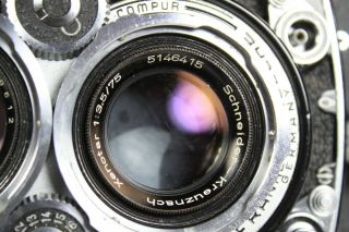 GOOD - Vintage Rolleiflex 3.  5E TLR & Schneider Kreuznach 75mm/f1:3.  5 Xenotar lens 3