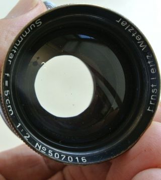 Leitz Leica Summitar 5cm f:2 screw mount lens,  nr; 507,  with filter,  exc 4