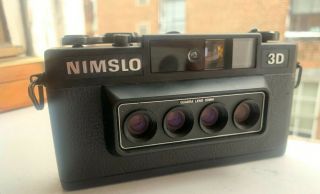Nimslo 3d Quadra Lens 35mm Camera W/ Batteries And Case,