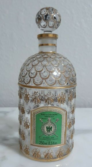 Vintage GUERLAIN Imperiale GOLDEN BEE Perfume Cologne Bottle w/ Stopper 6.  5 
