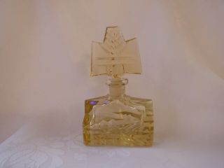 Vintage Art Deco Yellow Glass Perfume / Scent Bottle - 4 3/4 " High - C.  1930 