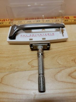 Vintage Pal Adjustable Stainless Steel Injector Safety Razor With Case