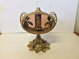Vintage Perfume Bottle Large Oval Gold Gilt Ormolu Ornate Glass Base Only