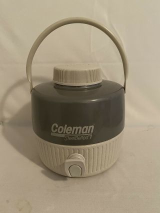 Vintage Coleman Steel Belted Water Jug Cooler 1 Gallon Capacity Gray