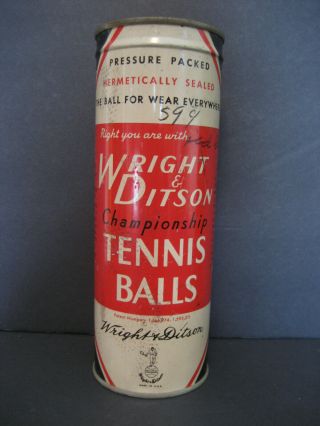 Vintage Wright & Ditson Tennis Balls; “pressure Packed " Canister;