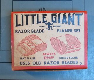 Nos Vintage Little Giant Razor Blade Thumb Planer Set Flat & Curved Mini Plane