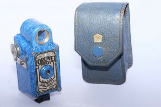 Coronet Midget 16mm Compact Bakelite Collectible Camera.  Blue Color With Case.