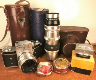 Ihagee Exakta Vx Camera,  Zeiss Biotar F2/58mm & Piesker Tele - Picon 250mm Lenses