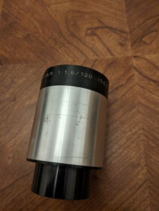 Isco Gottingen Kiptar F1.  8 120mm Projection Lens 35/70mm Film 70.  6mm Dia