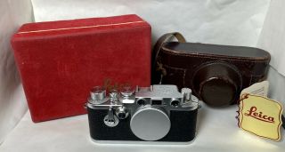 Leica Iiif Red Dial Drp Ernst Leitz Wetzlar Body (loohw) W/ Case,  Box And Strap