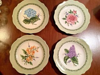 Princess House Vintage Garden Salad Dessert Plates Multcolor Florals Set Of 4