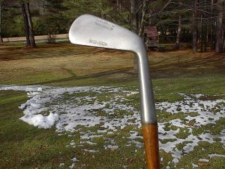 Antique Vintage Wood Hickory Shafted Golf Mid - Iron - Dot Punched Face