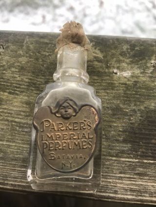 Antique Parker’s Perfume Bottle Batavia Ny Clear Glass Unique