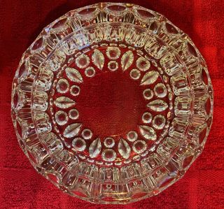 Vintage Very Ornate 5 3/4 " Round Clear Glass Ashtray